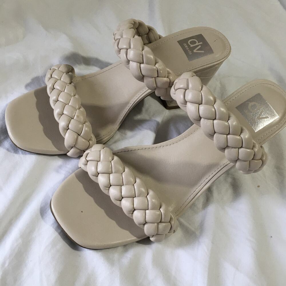 dolce vita TESSA sz 9 Women's Woven Strap Cream Heal Slide Sandal Gently Worn